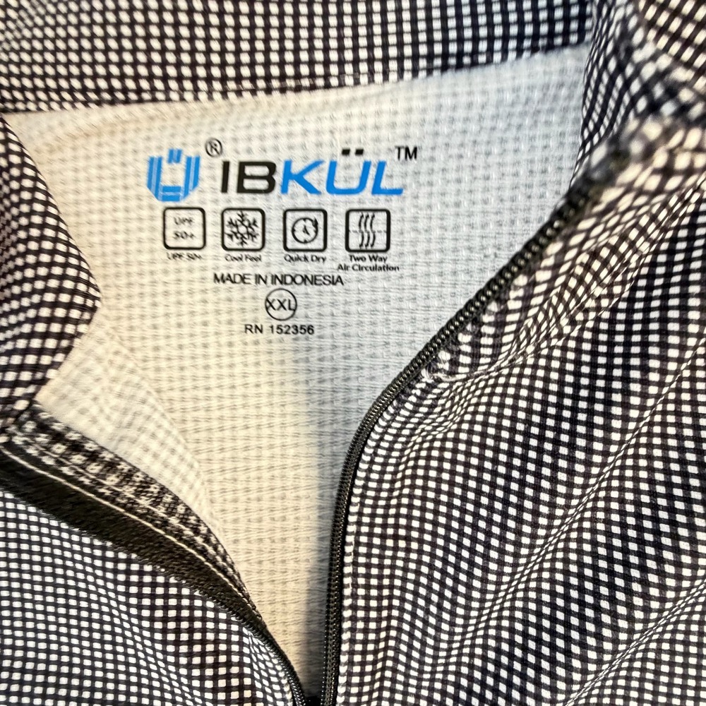 IBKUL Zip Mock Neck Top Women XXL Black White NWT Mini Check Icefil 10754 - Picture 4 of 10